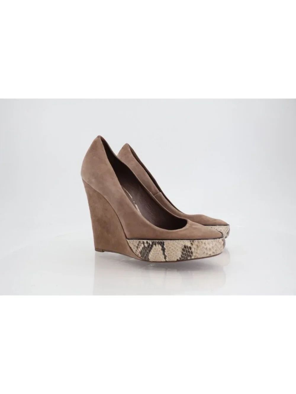 Tory Burch Sandra Pump Women's Size 8 Brown Leather Wedge Heel Platform Phython